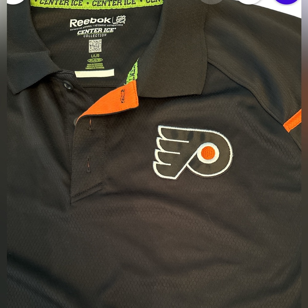 Men’s Reebok Center Ice Collection NHL Philladelphia Flyers Polo Shirt Large